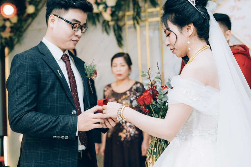 Man and woman getting married