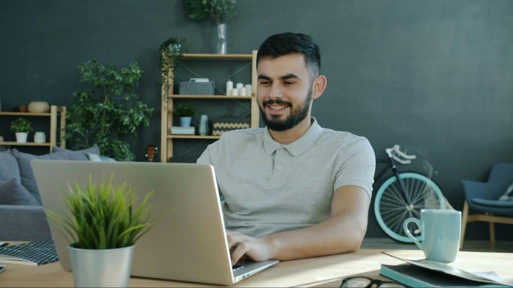 A man using a laptop