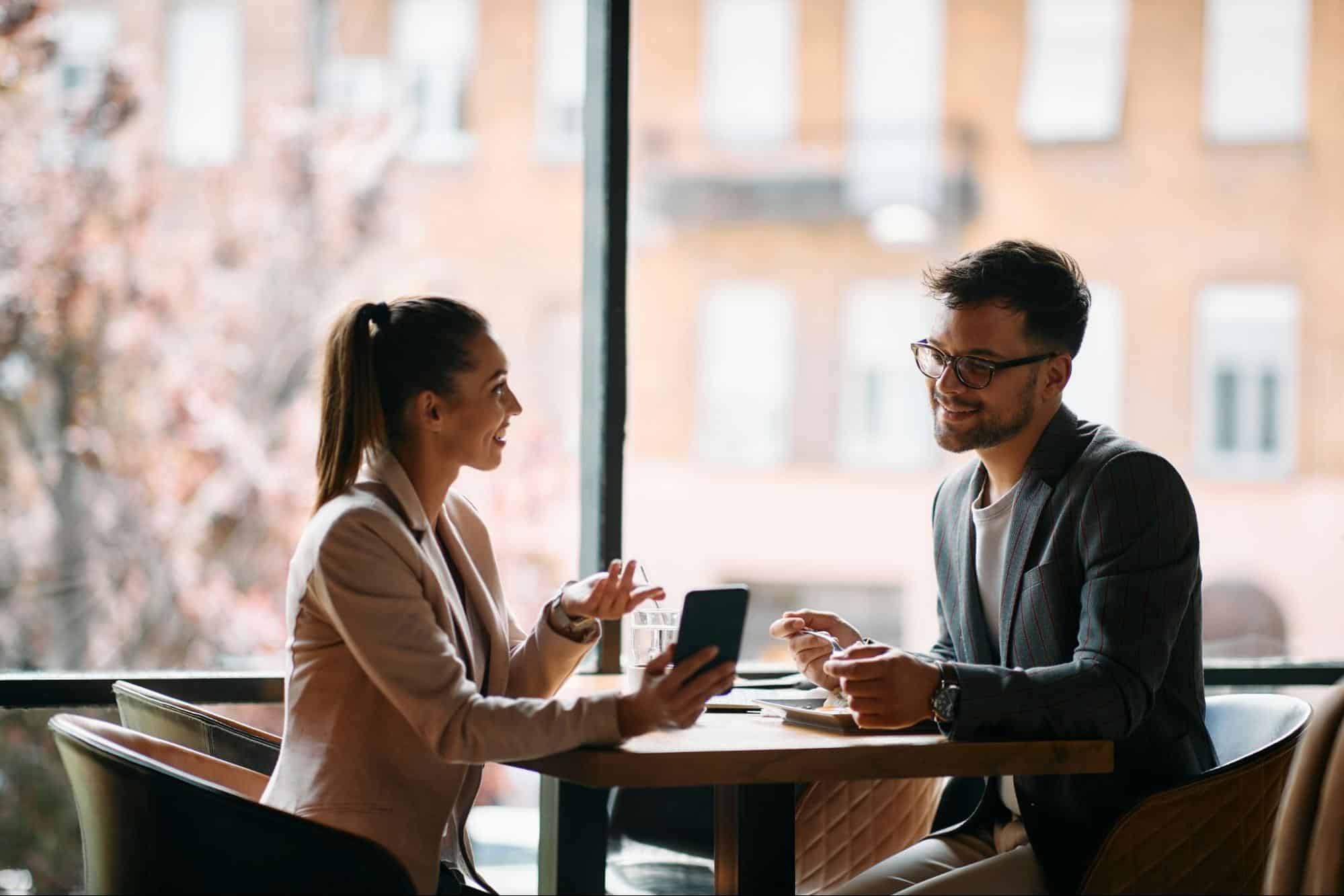 A man and a woman at the cafe