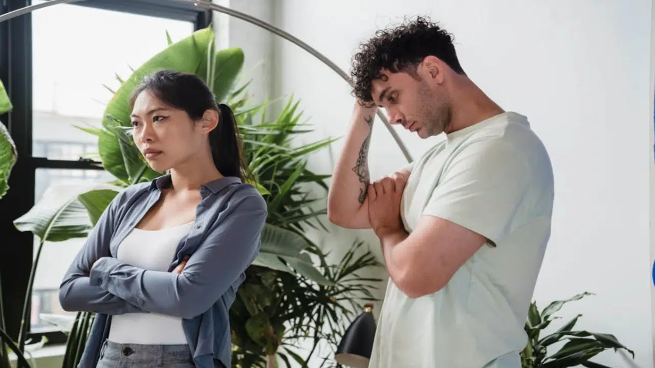 A couple fighting at home