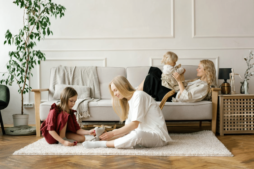 Women spending time with kids