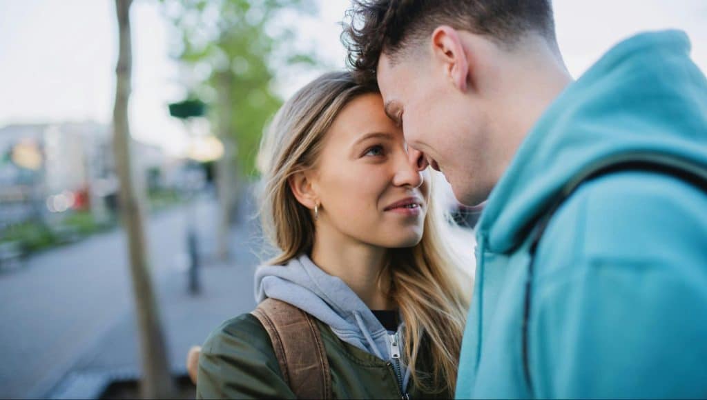 A man and woman close to each other