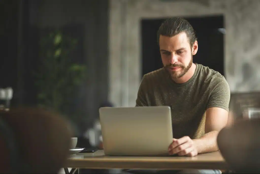 A man using a tablet for work