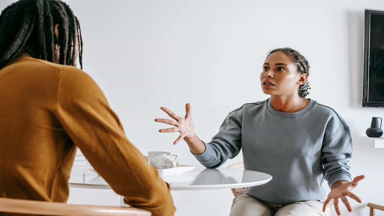 A woman yelling at her husband