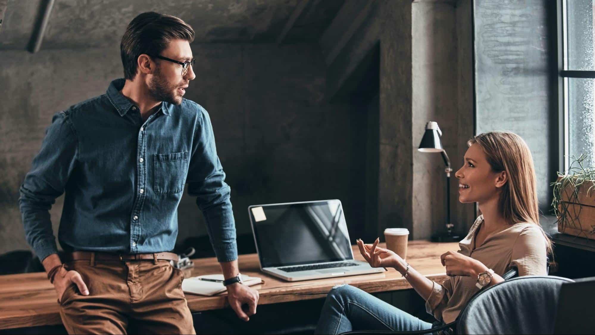 A man and woman having a conversation