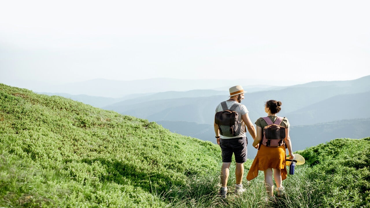 A couple hiking together