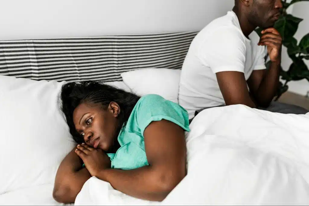 A man ignoring a woman