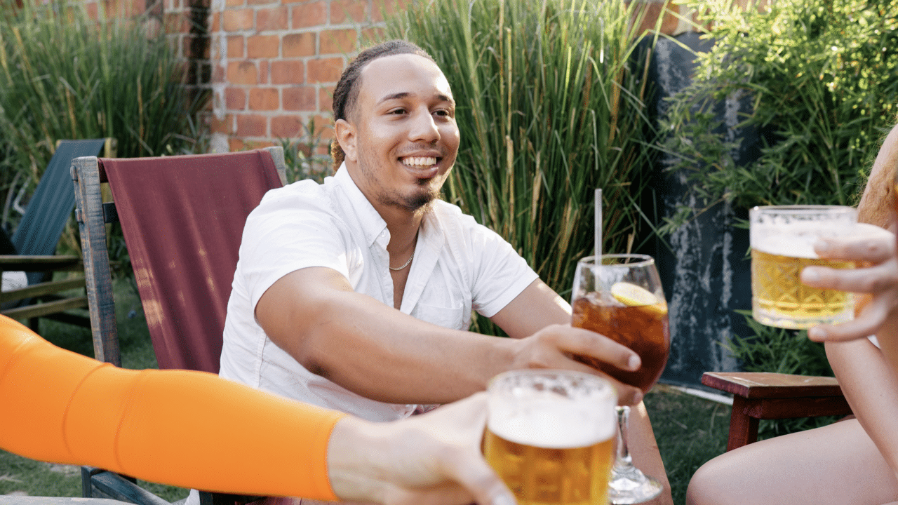Friends having beer together