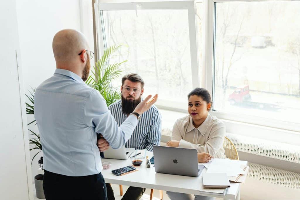 A man and woman getting a professional help