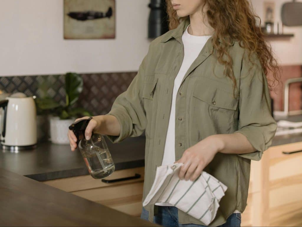 A woman cleaning