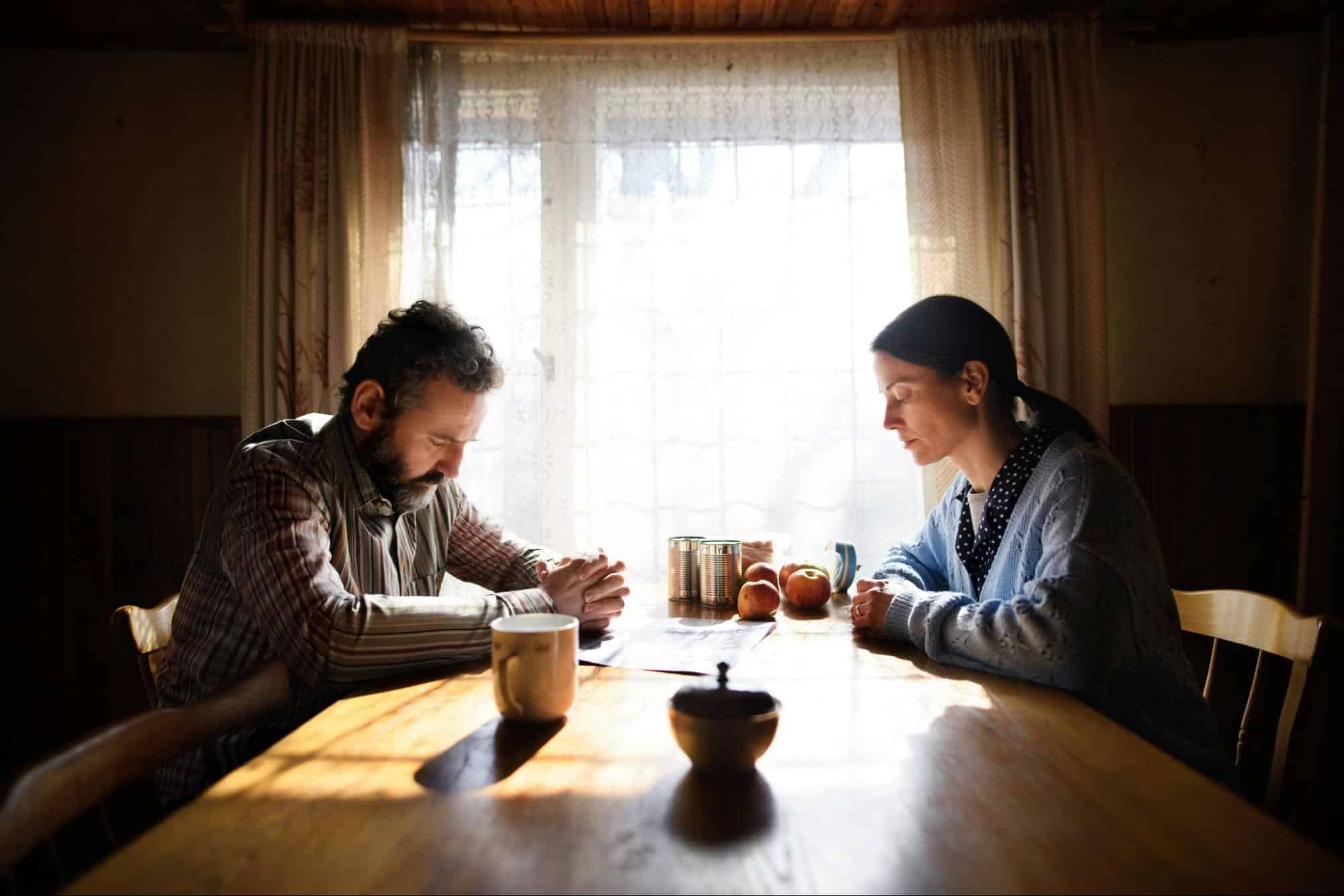 A man and woman being silent 