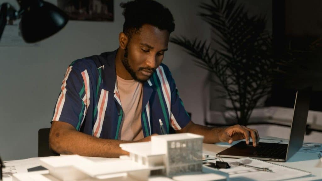 A man working in the office.