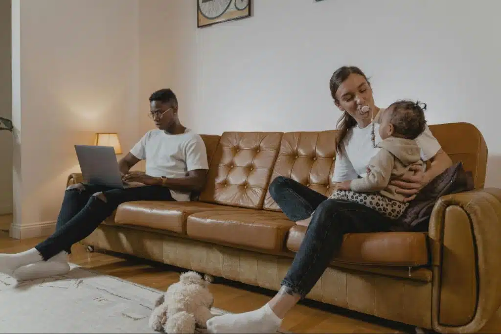 A man and woman at home