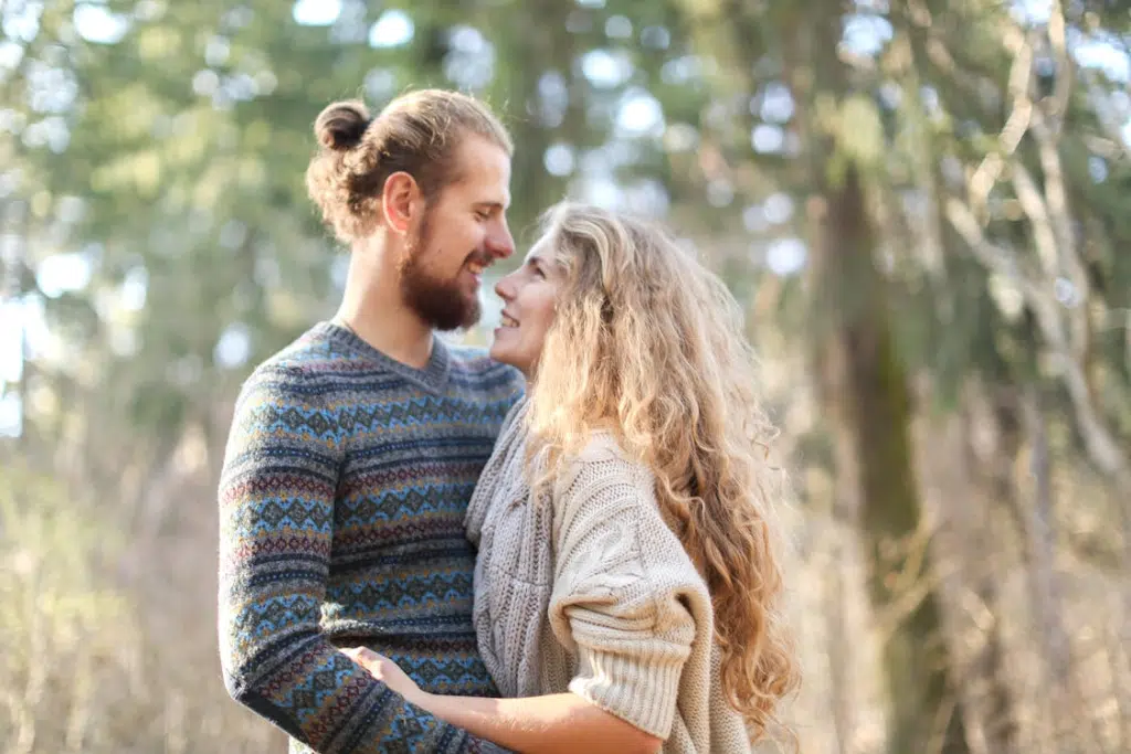 A couple looking at each other