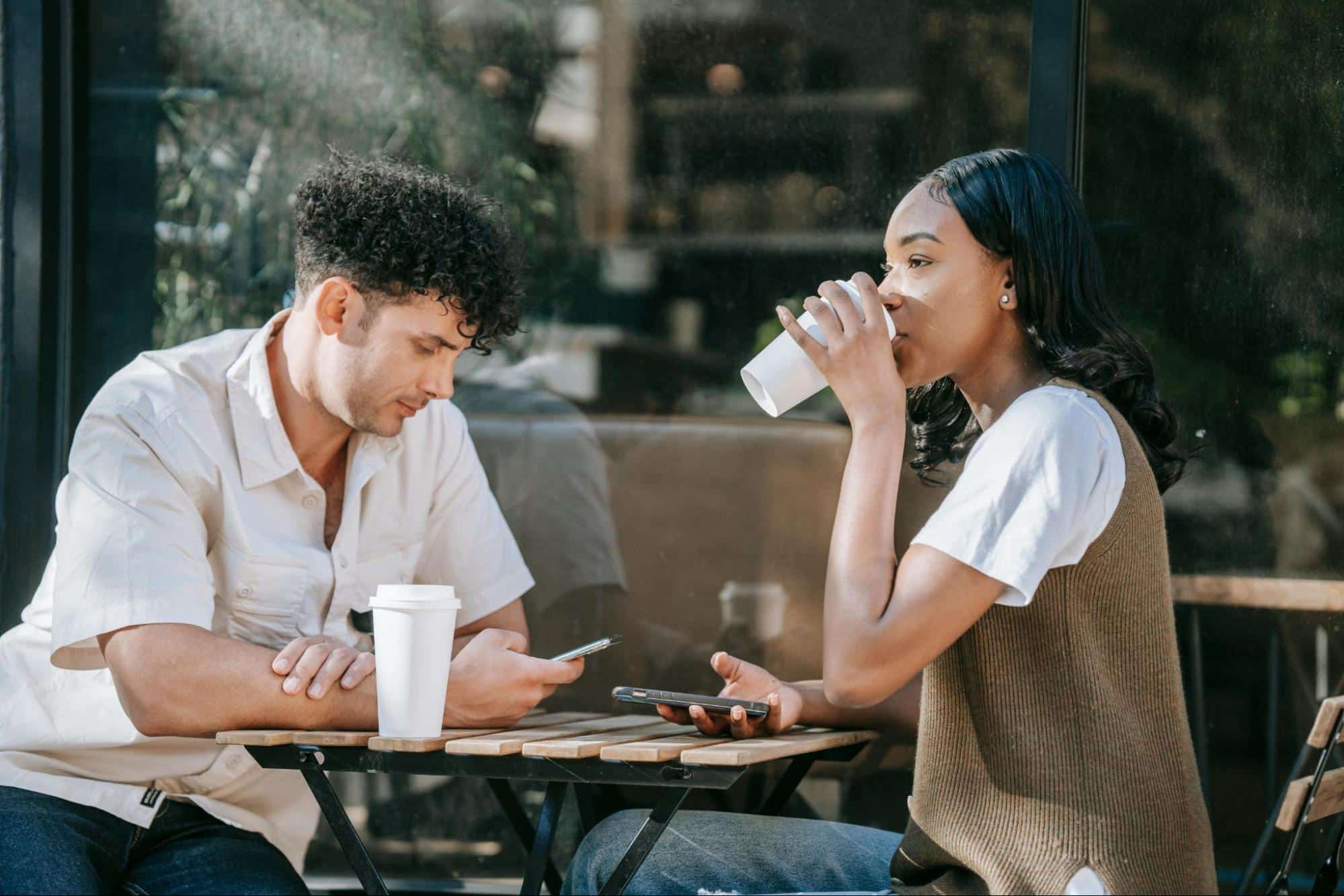 A man and woman not talking to each other