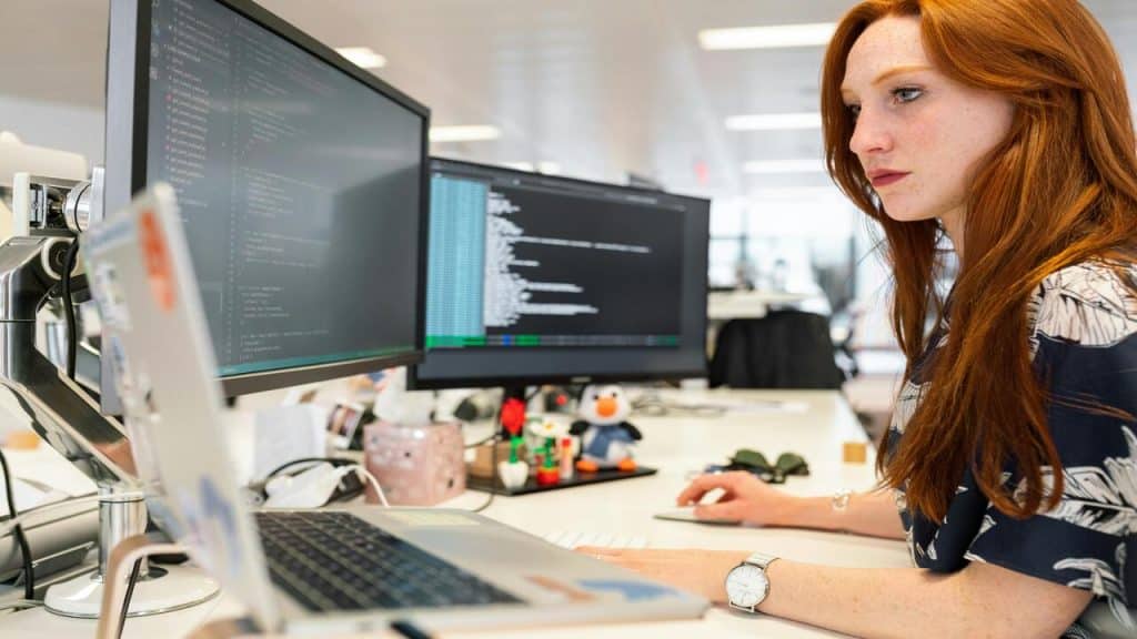 A woman busy at work 