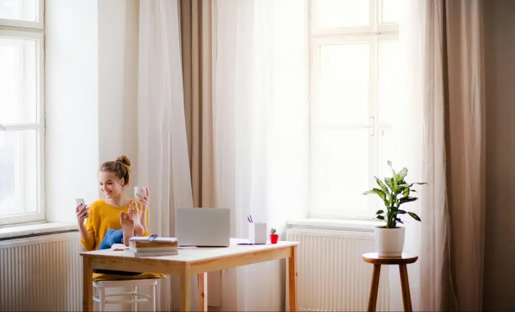 A woman checking phone