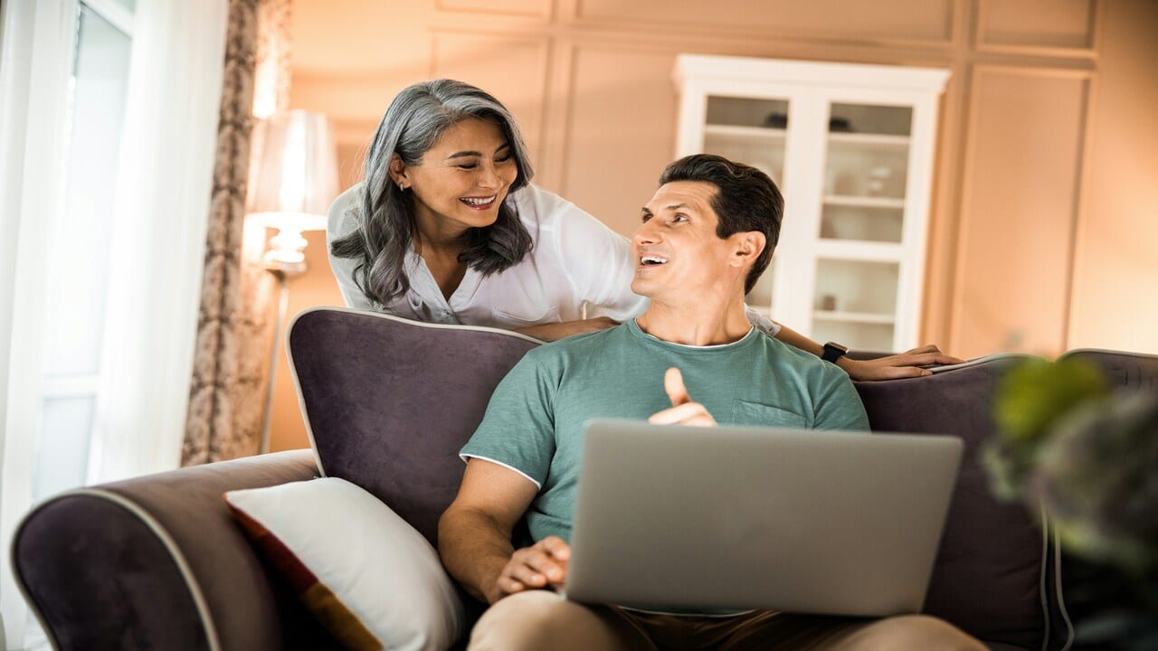 A beautiful mature couple at home