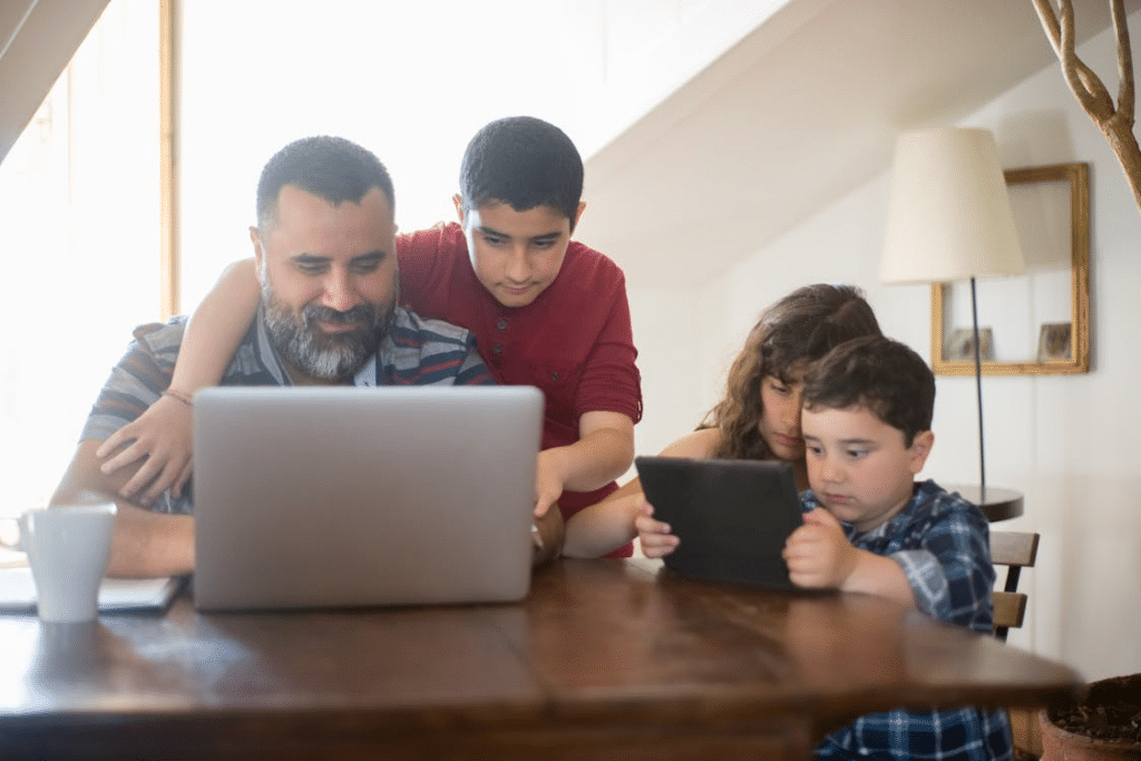 A man spending time with his children