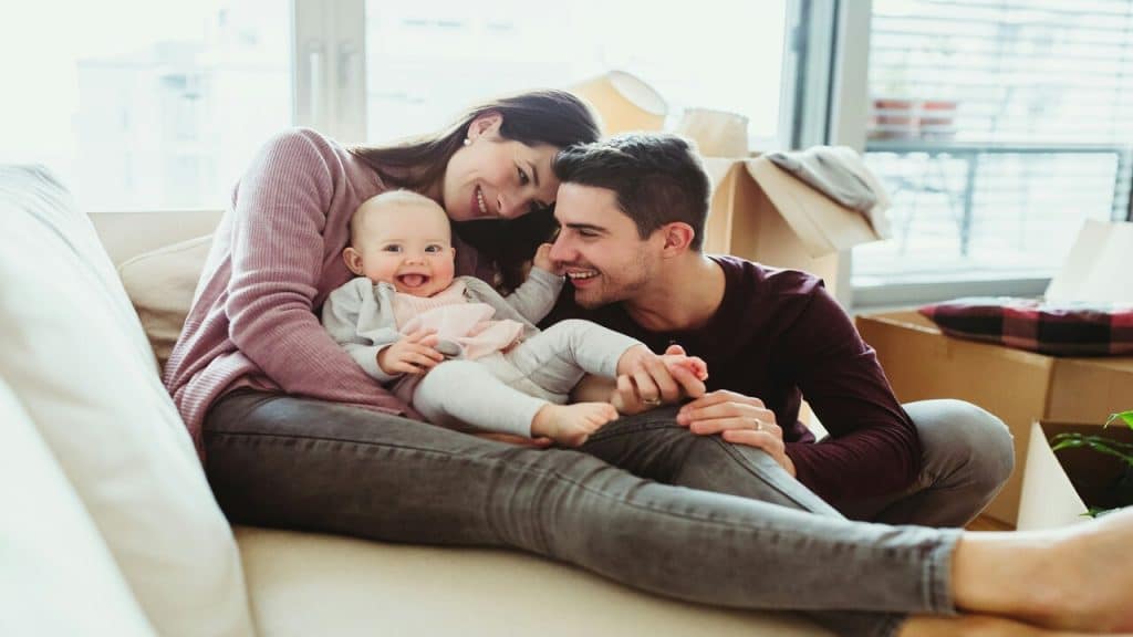A young family in their new home