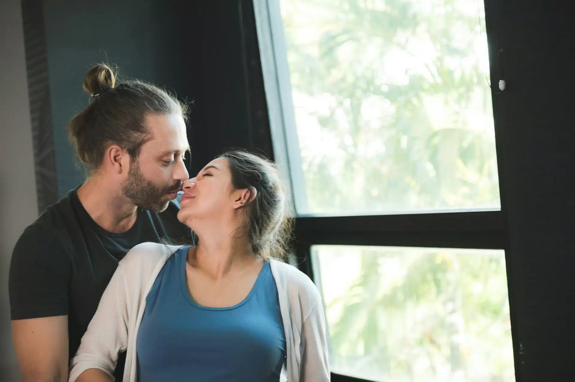 A couple kissing