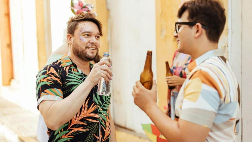 Two men talking