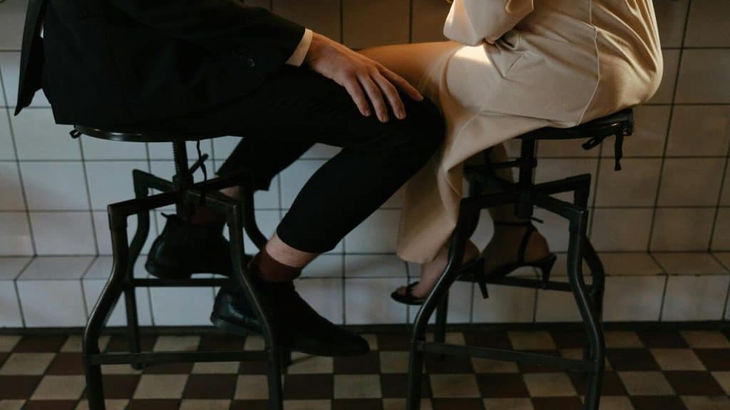 A couple at a bar