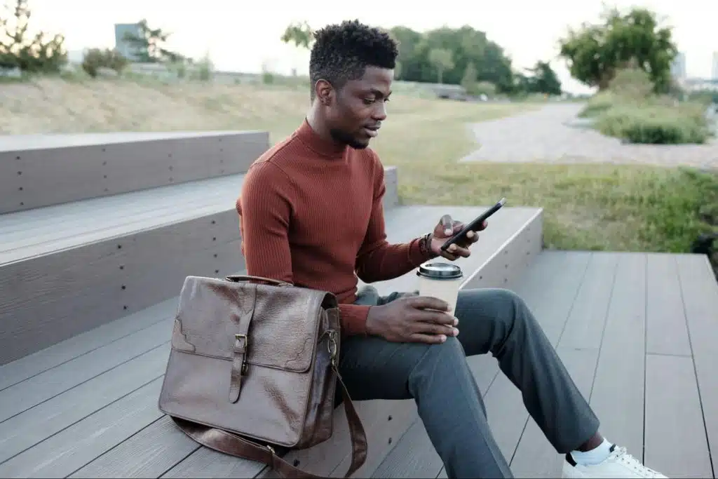 A man using his mobile phone