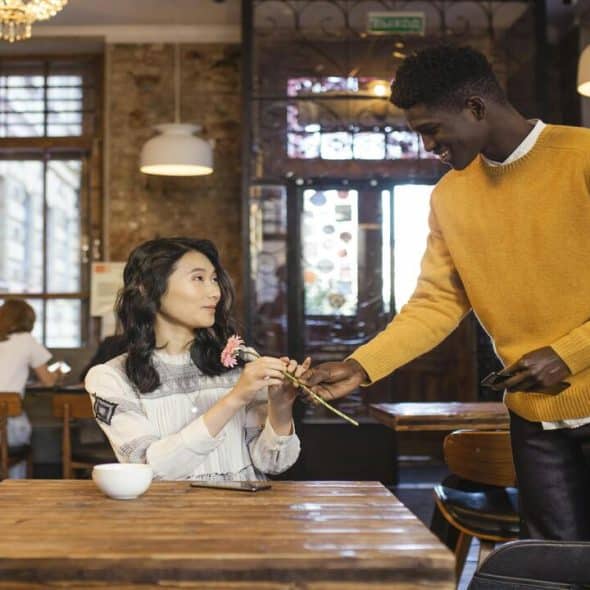 A couple on a first date