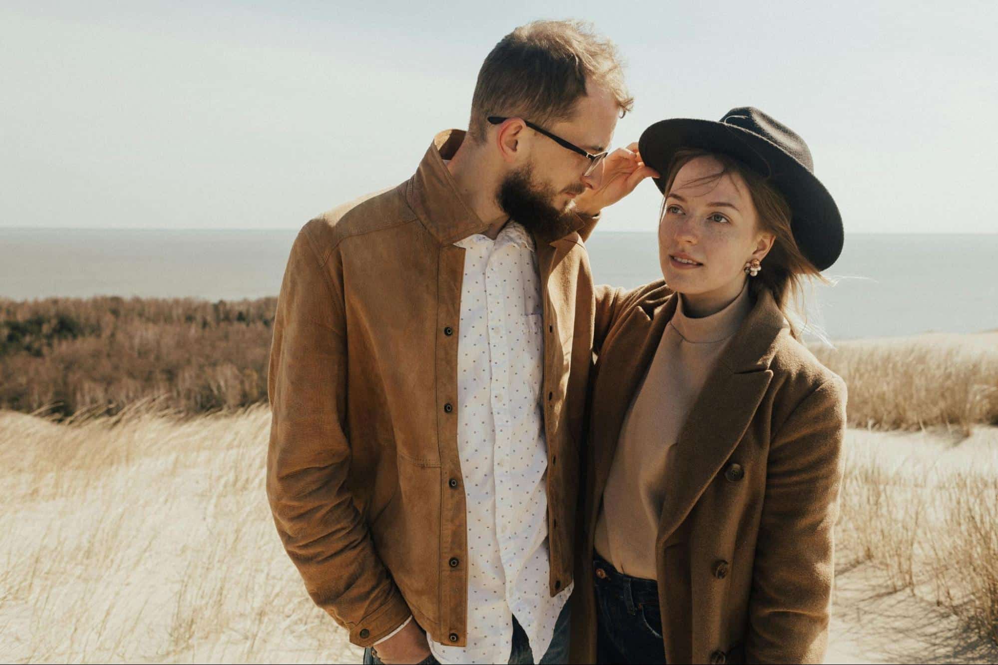 A man looking at the woman