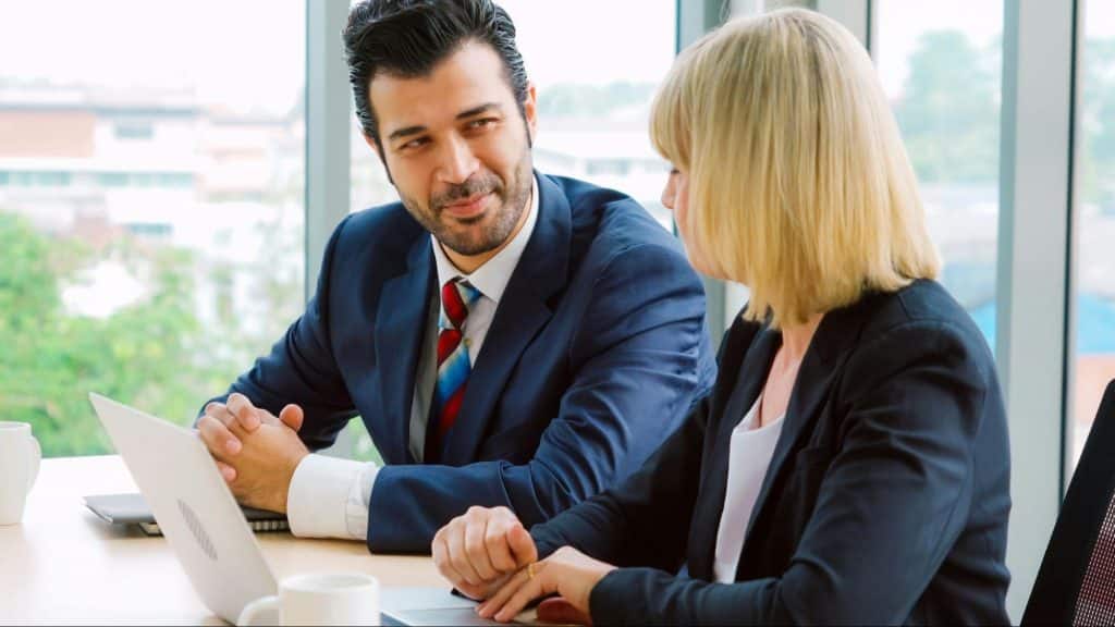 A man and woman having a discussion