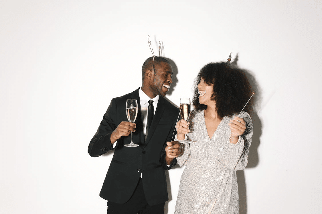 A couple celebrating