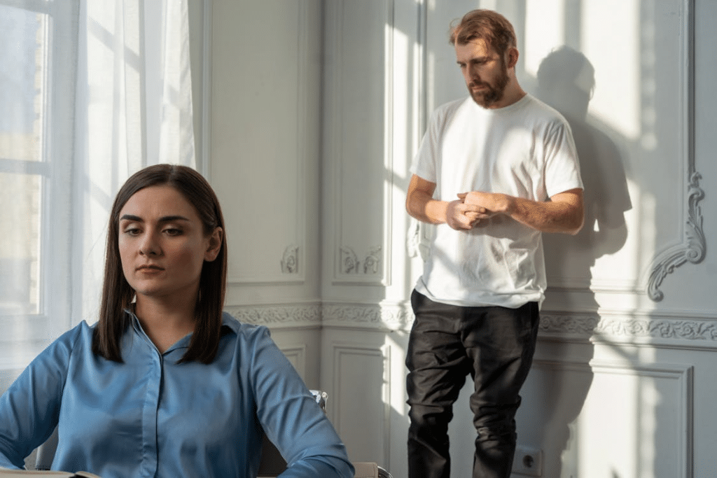 A couple not talking to each other