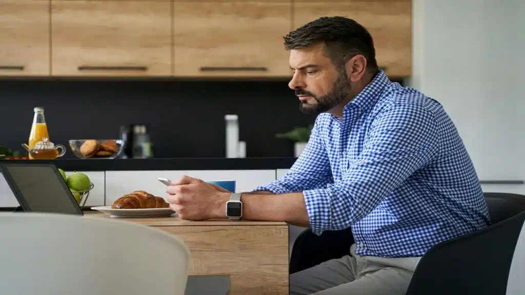 A man eating by himself