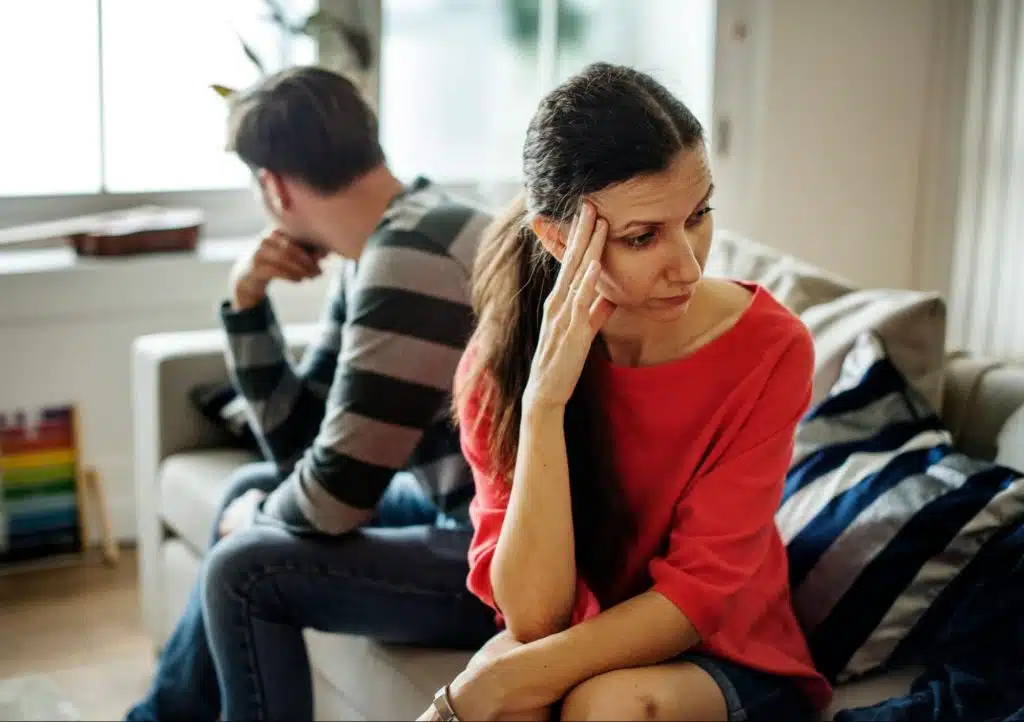 A man and woman not talking to each other