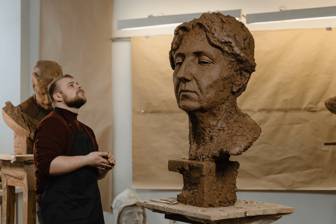A man appreciating art