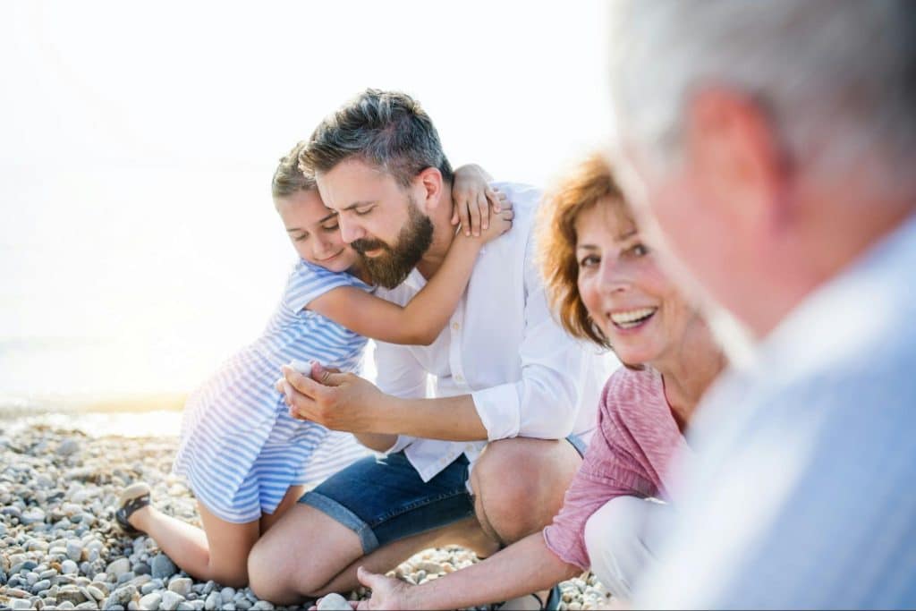 A man with his parents