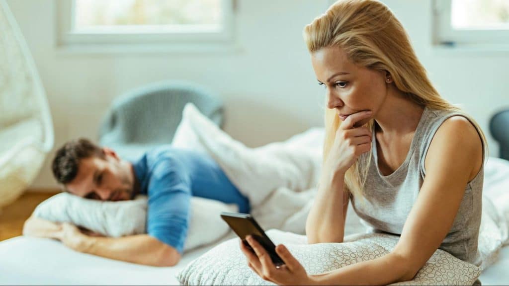 A woman reading a blog