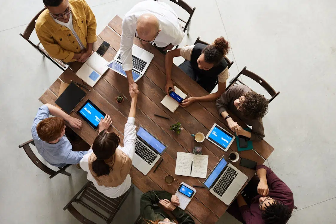 A group of people networking together
