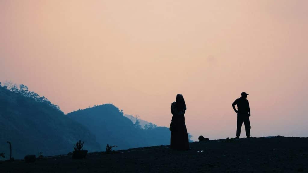 Silhouette photography of a man and woman.