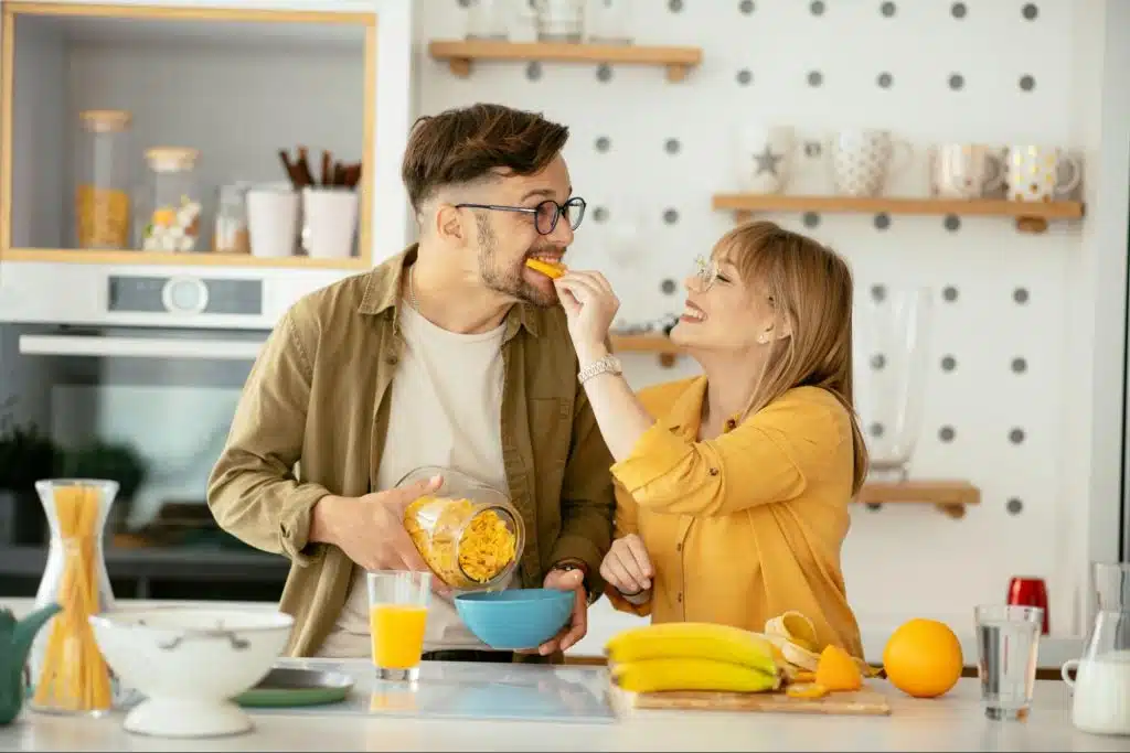 A man and woman having fun