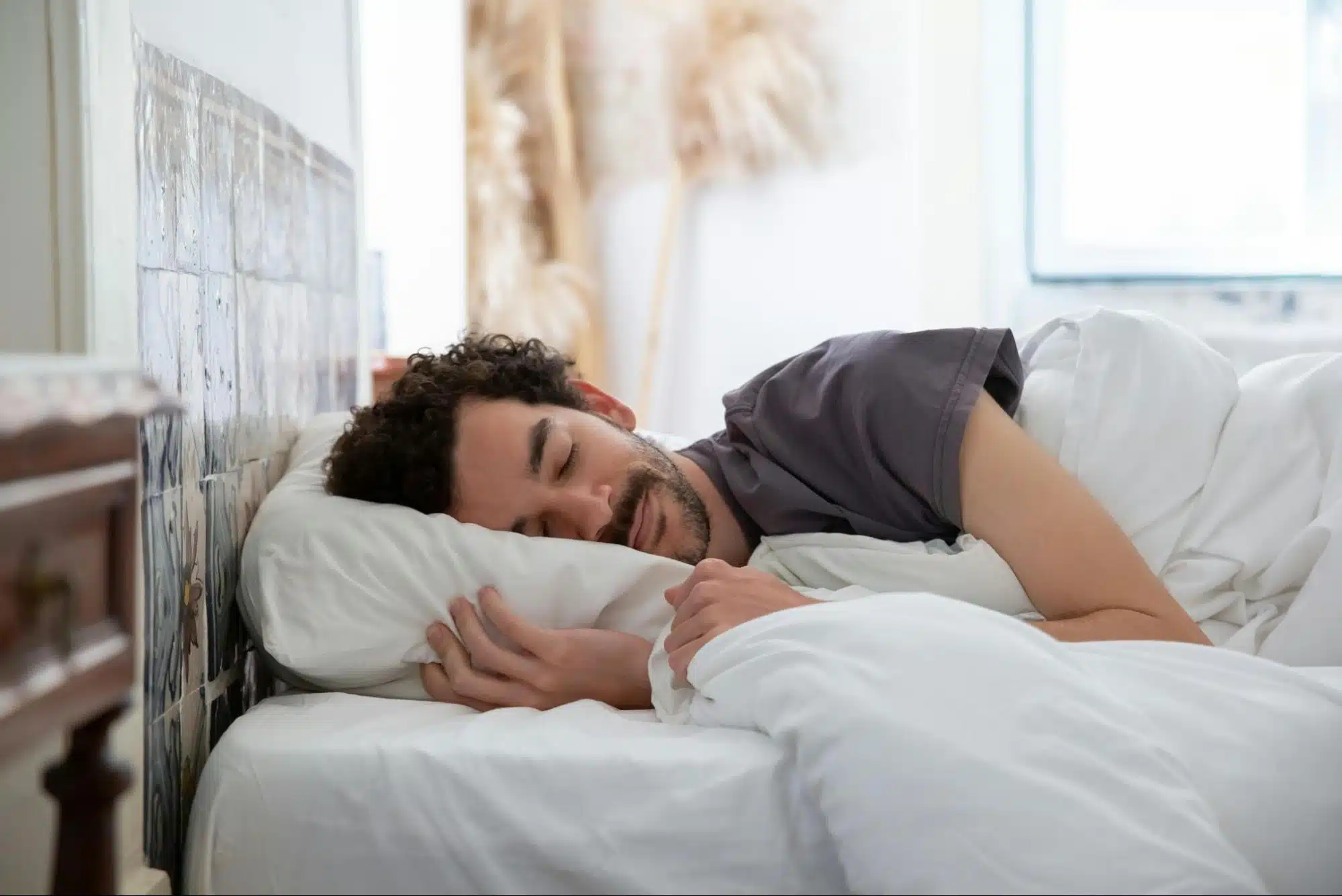 A man sleeping comfortably