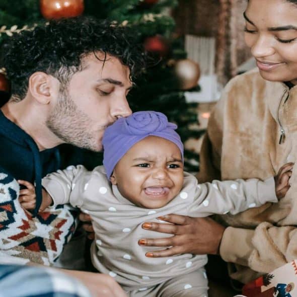 A young family during Christmas