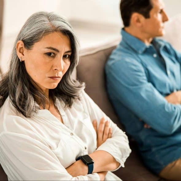 A man and woman not talking to each other