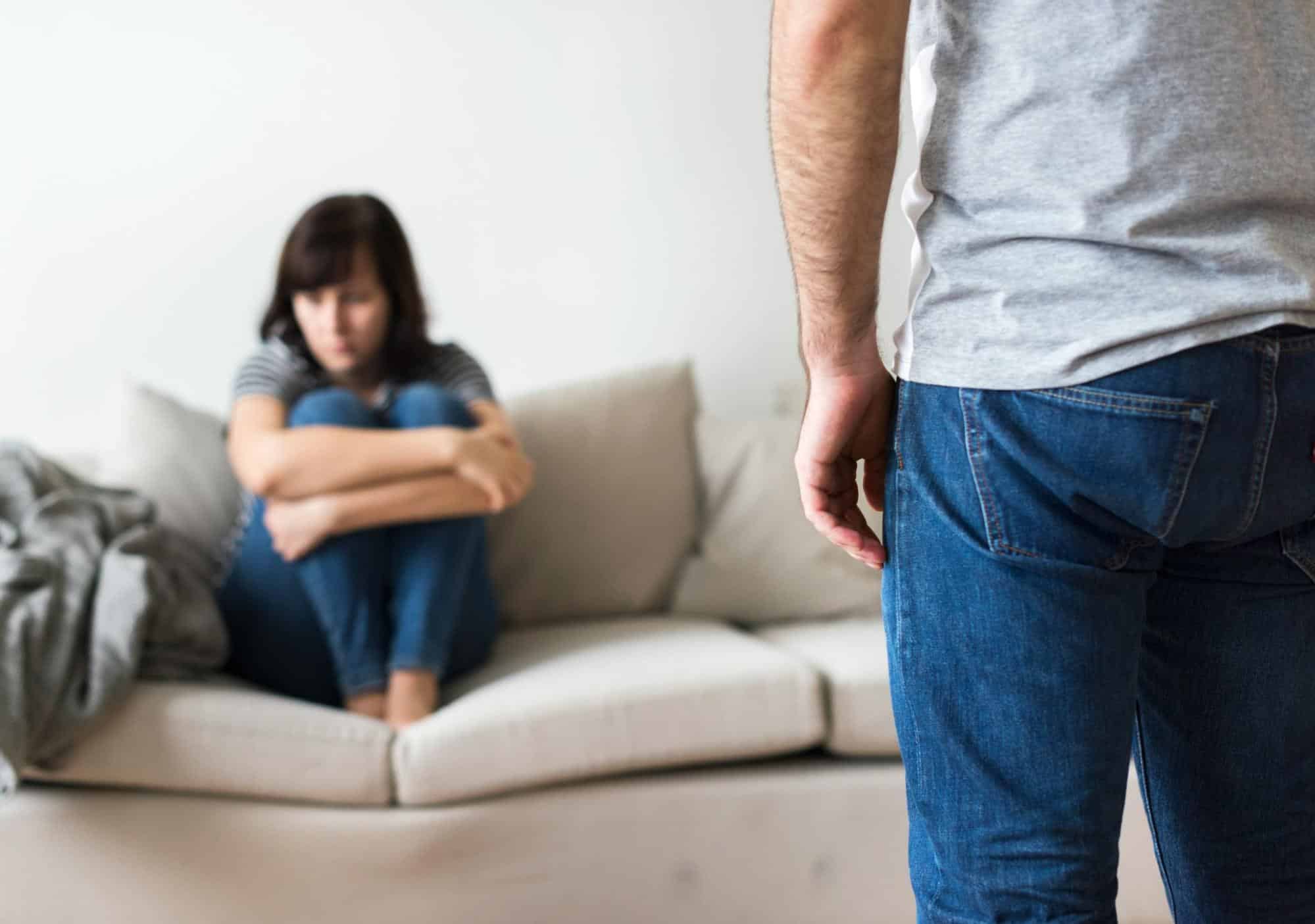 A man looking at the woman