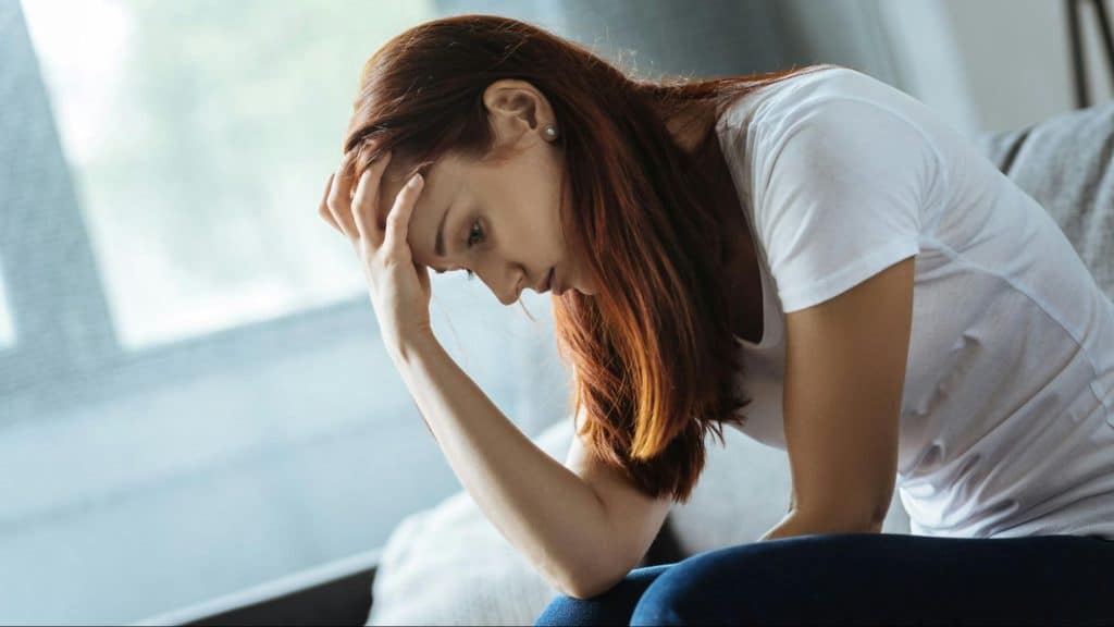 A woman overthinking