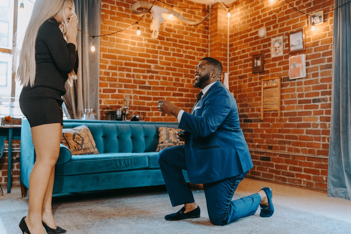 A couple getting engaged