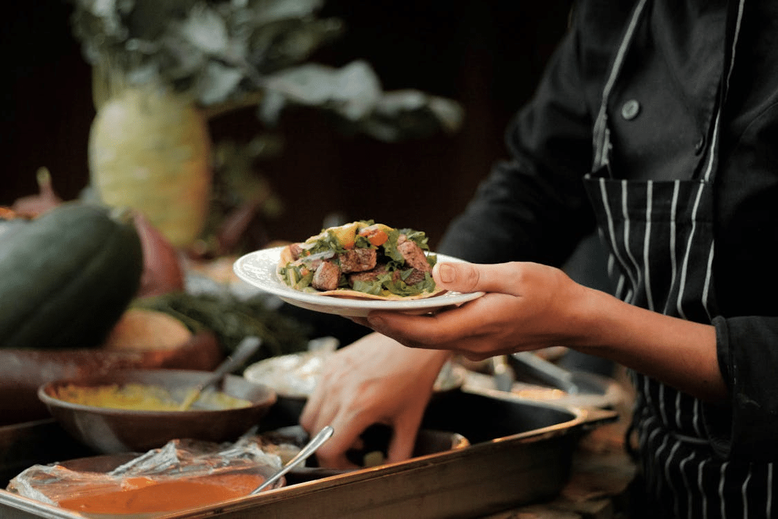 A chef cooking