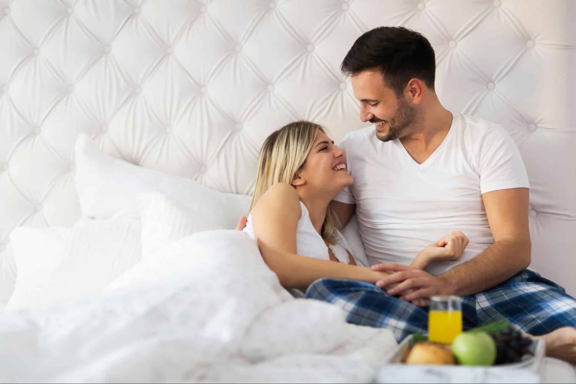 A woman telling a man what she wants