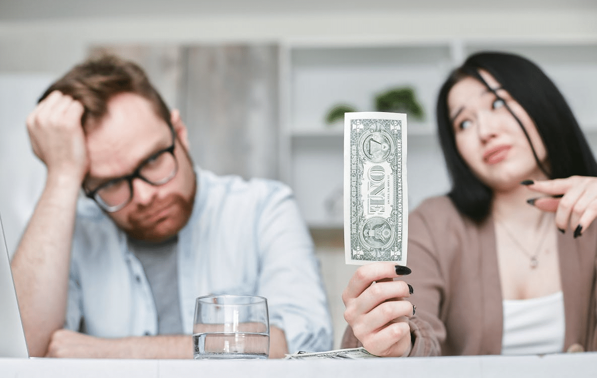 Stressed couple with financial problem